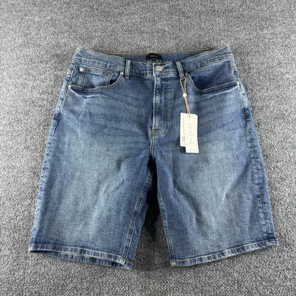 Quince Denim Shorts Womens 34 Blue Bermuda Stretch Cotton Casual Jean Pockets